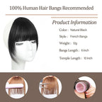 Clip In Bangs-Fake Bangs Hair Clip Natural Black Clip On Bangs Real Human Hair Curtain Bangs For Women Clips French Bangs Hair Extensions Fringe With Temples Hairpieces Curved Bangs For Daily Wear