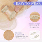 Hairro Clip On Bangs Human Hair Bangs Hair Clip In Bangs 3D 360°Cover Topper With Bangs Wispy Air Bangs Hair Pieces Fake Bangs For Women 8 Inches 10g #613 Light Blonde