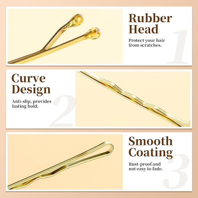 YGDZ 750PCS Bobby Pins for Women, 250PCS 2Inch Hair Pins for Brown Hair, Black, Blonde Hair, 500PCS Elastic Hair Ties Neutral Colors, Christmas Stuffers Xmas Gift Hair Accessories for Women, Girls