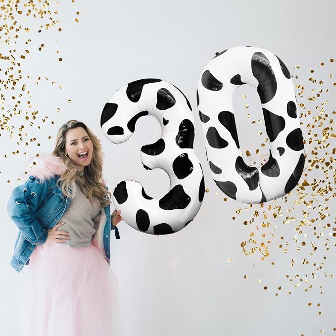 Cow Print Number Balloon 40 Inch Cow Print Number 3 Balloon Cowgirl Theme - Image 2