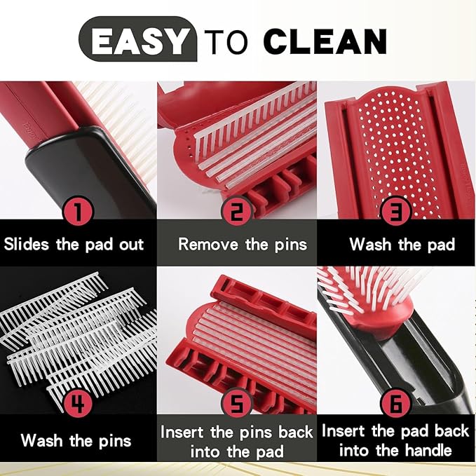 Hair Brush for Women Men Curly Wet or Dry Hair Classic Detangling Brushes 7 Row for Natural Thick Hair, Blow Styling Separating, Shaping Defining Curls Tools Travel Bristle Black Hairbrush
