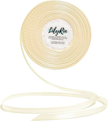 Ivory Ribbon 1/4 Inches 36 Yards Satin Roll Perfect by LilyRin
