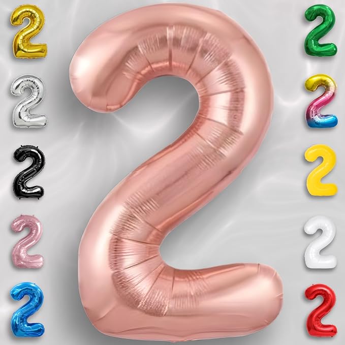 Rose Gold Number Balloon 2 Mylar Foil Balloons 40 inch - Image 3