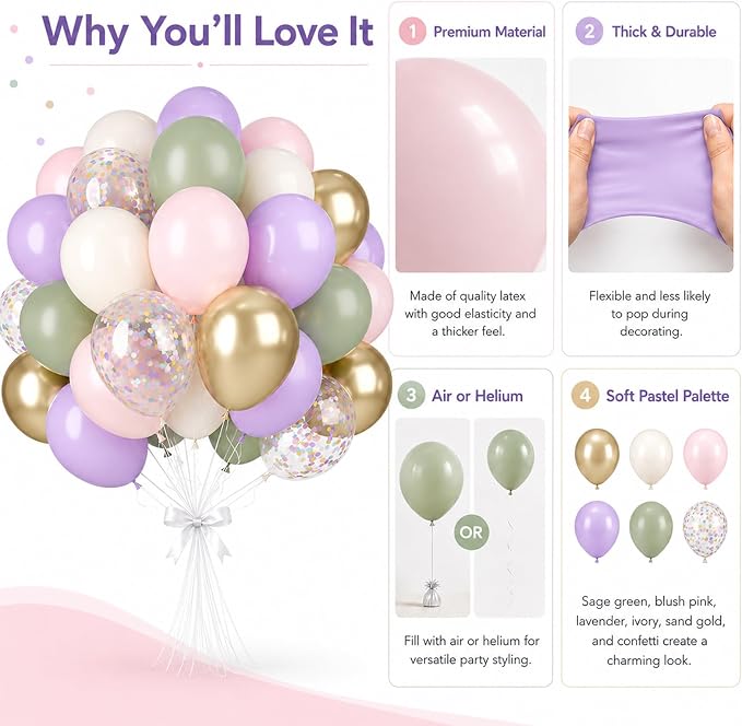 Sage Green Pink Balloons - Image 4