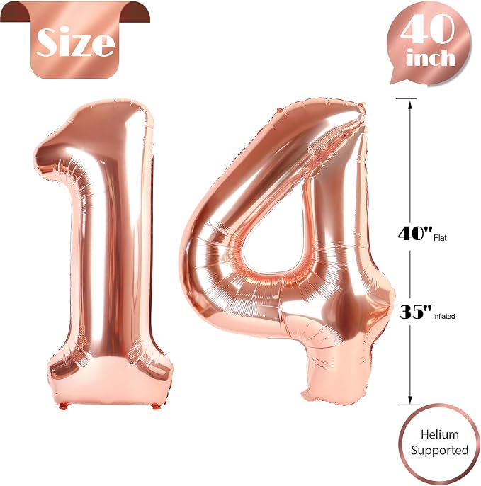 Rose Gold 14 Balloon - Image 5