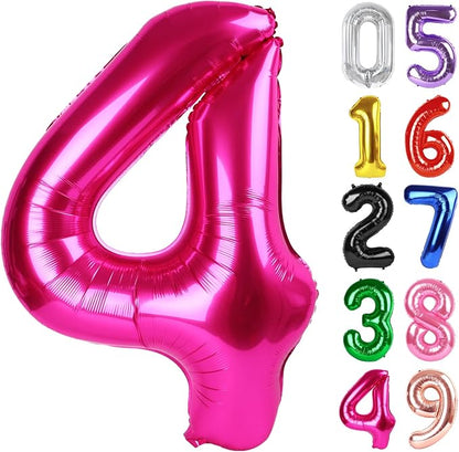 Hot Pink Number 4 Balloon 40 Inch, 4th Birthday Decorations Men Women | Foil by IWERP