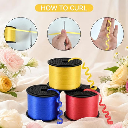 TONIFUL Yellow Red Blue Curling Ribbon Balloon String Gift Wrapping Decor | 300 - Image 6