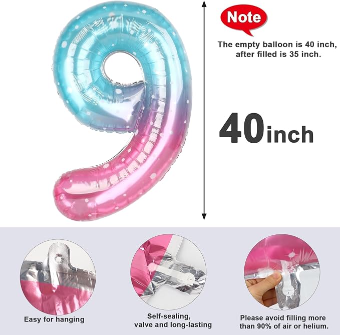 Number 9 Balloon 40 Inch for 9 19 Birthday Decorations, - Image 5