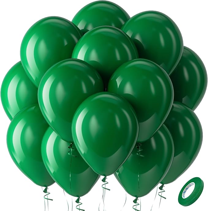 Bezente Green Balloons Latex Round Helium Party Balloons 100 Pack 12 inch | by Bezente