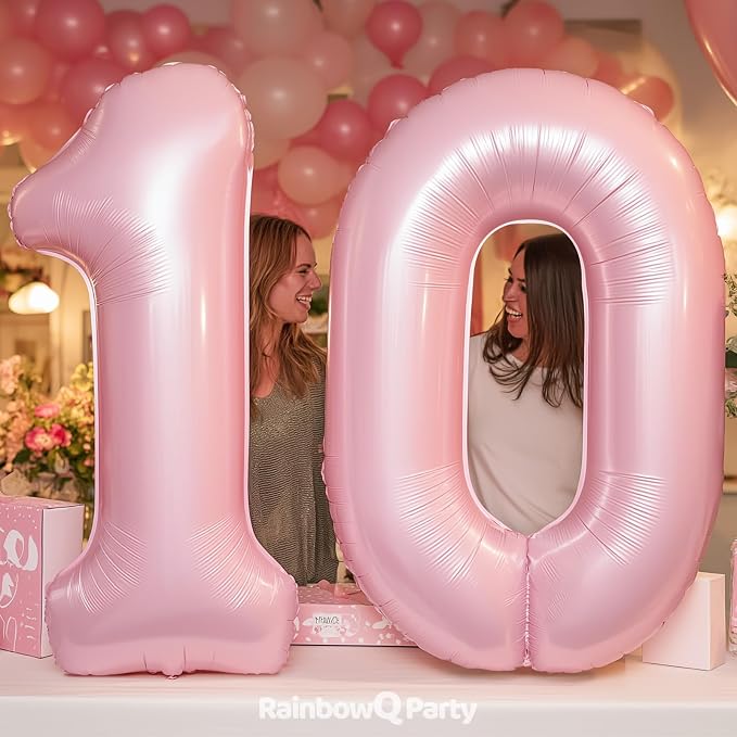 RainbowQ Pink 10 Balloon Number 40 Inch 0-40 Foil Large Balloons | Big Mylar 10 - Image 4