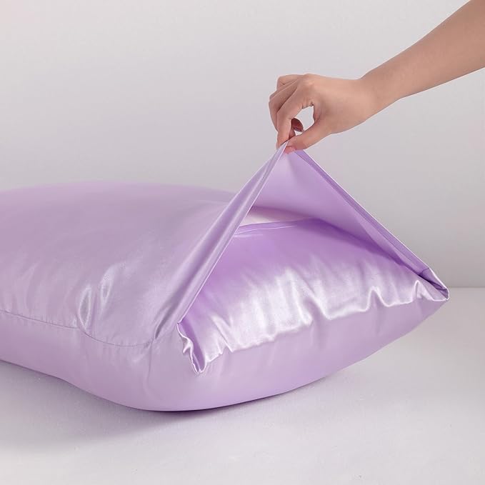 NTBAY Satin Body Pillowcase for Hair and Skin, Luxurious and Silky Pillow case with Envelope Closure, 20x54 Inches, Light Purple