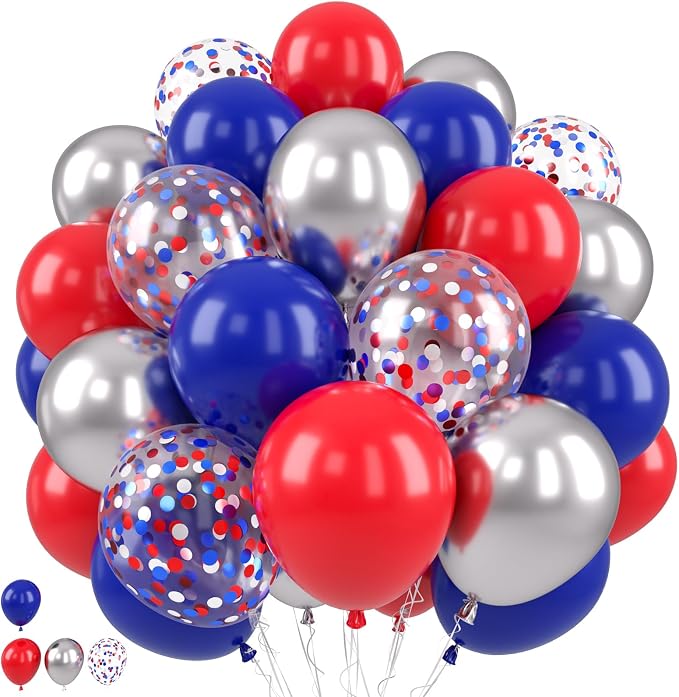 Red Blue Silver Balloons, Royal Silver Balloons Confetti Balloon by Paready