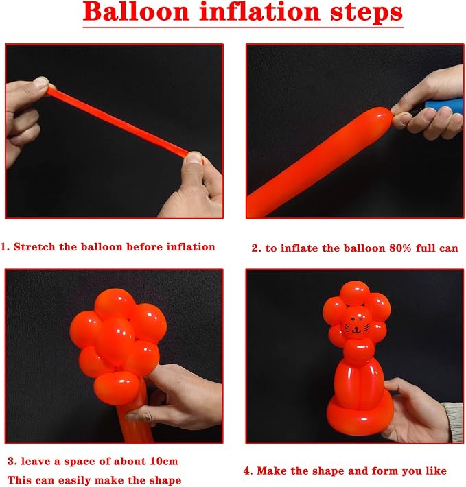 260 Long Balloons 100 Pack Red Twisting Animal Balloons Thickening Latex - Image 5