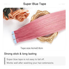 SUYYA Tape in Hair Extensions - Human Hair Hot Pink 12 Inch 10PCS/Pack Straight Tape Extensions 20g