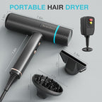Hair Dryer, High-Speed Ionic Low Noise Blow Dryer, Powerful 1600 Watt Motor for Fast Drying and Straight & Wavy Hair, Lightweight, Professional Hairdryer with Diffuser & Nozzle for Home Salon Travel
