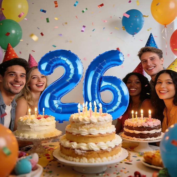 40 Inch Number 26 Balloons for 26th Birthday Party Decorations, 0-100 Dark Blue - Image 2