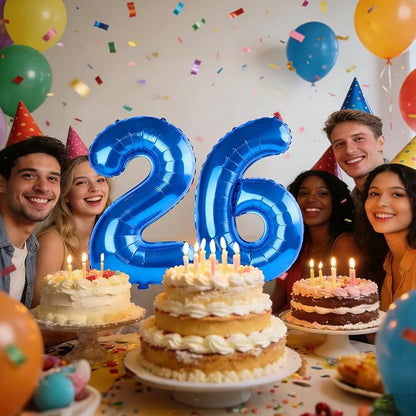 40 Inch Number 26 Balloons for 26th Birthday Party Decorations, 0-100 Dark Blue - Image 2