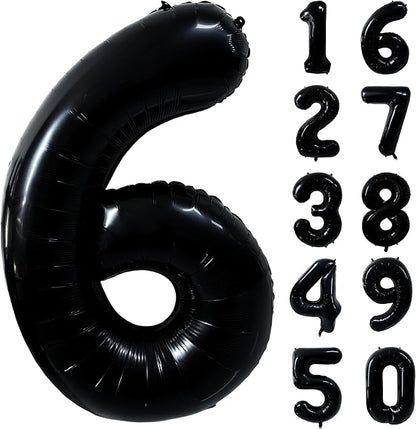 40 inch Black 6 Number Balloon Giant Foil Helium Balloons Black Large Digital by Yeodong