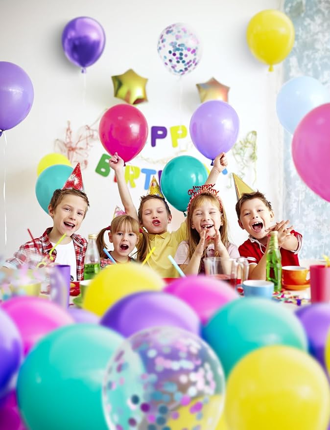 Pink Blue Purple Balloons, Hot Pink Purple Teal Yellow Balloons | 60 Pcs 12 - Image 2