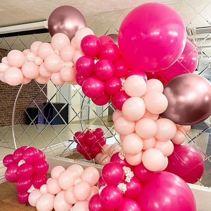 Pink Balloons, 60 Packs 12 Inch Hot Pink and Chrome Rose Gold Confetti Balloons - Image 4