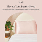 Kitsch Satin Pillowcase with Zipper for Hair & Skin, Softer Than Silk Pillow Cases Queen, Smooth Pillow Covers, Machine Washable, Wrinkle-Free, Cooling Satin Pillow Cases Standard Size 19"x26" (Blush)