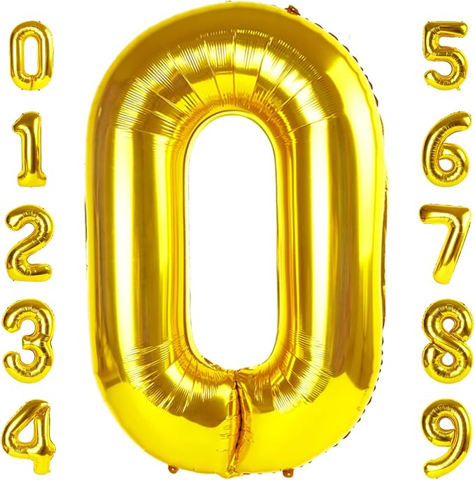 Number Balloon Gold Number 0 for 10 100 Birthday Party Decorations, 40 Inch | by Mluchee
