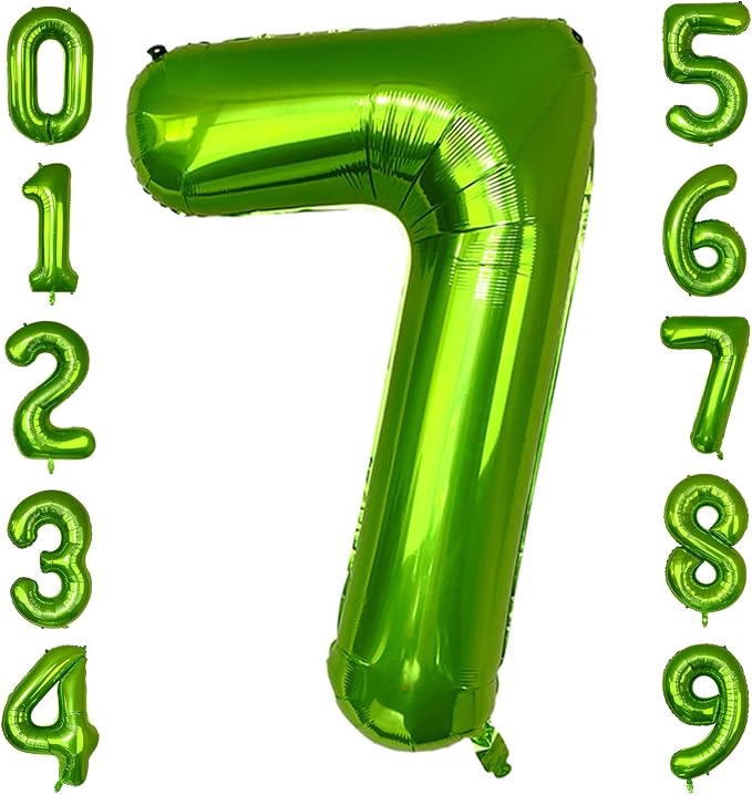 40 Inch Green Number Balloon 7, Large Number Foil Balloons Mylar by PatiCool