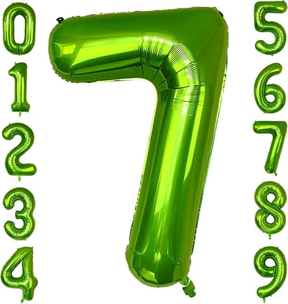 40 Inch Green Number Balloon 7, Large Number Foil Balloons Mylar by PatiCool