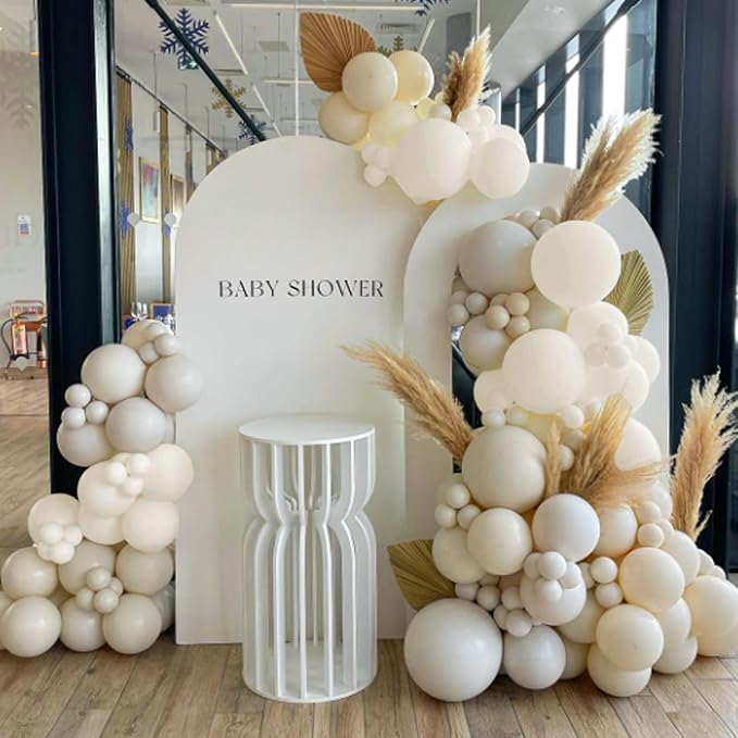 Sand White Balloons 12 inch, Cream Beige Latex Balloons 50pcs Party Balloon - Image 6