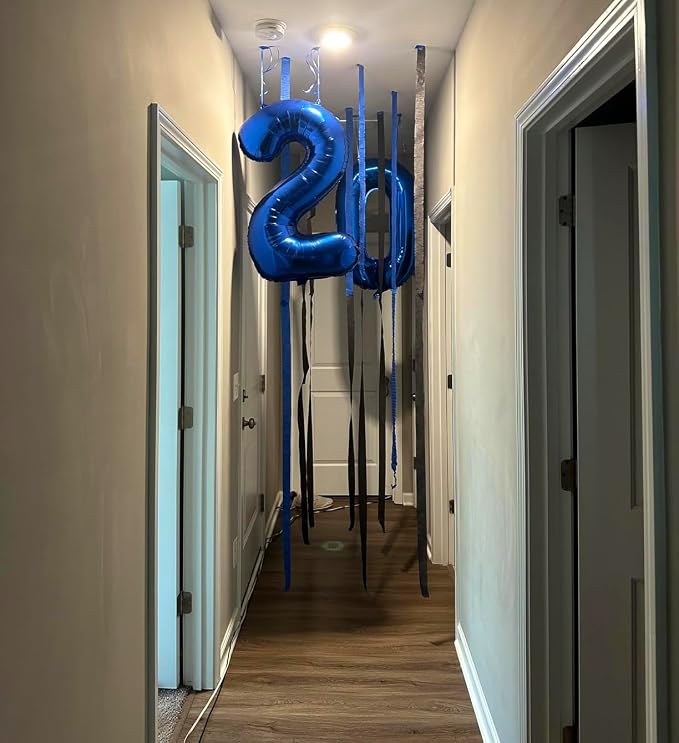 3 Balloon Numbers Birthday Decorations, 40In Navy Blue Balloons - Image 4