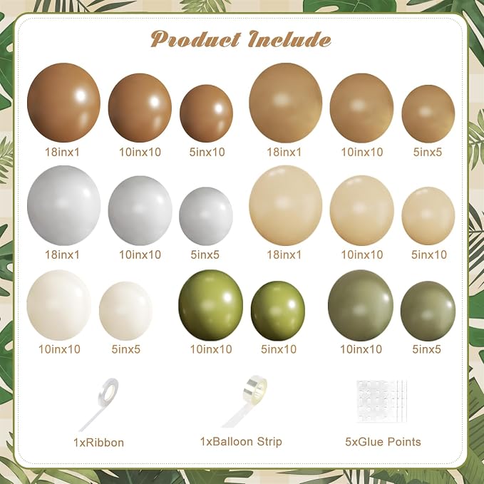 Brown Sage Green Balloon Arch Kit - Image 2
