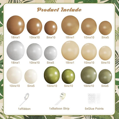 Brown Sage Green Balloon Arch Kit - Image 2