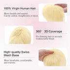 Hair Toppers for Women Real Human Hair 3D Bangs Clip 100% Human Toppers for Women 10 Inch Clip in Bangs Hairpieces (613 Light Blonde)