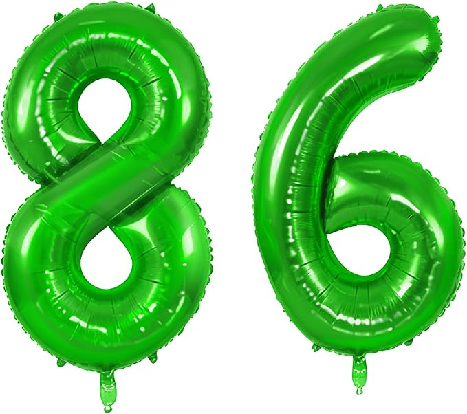 Number 86 Balloons for 86th Birthday Party Decorations, 0-100 Large No.86 by Joycard