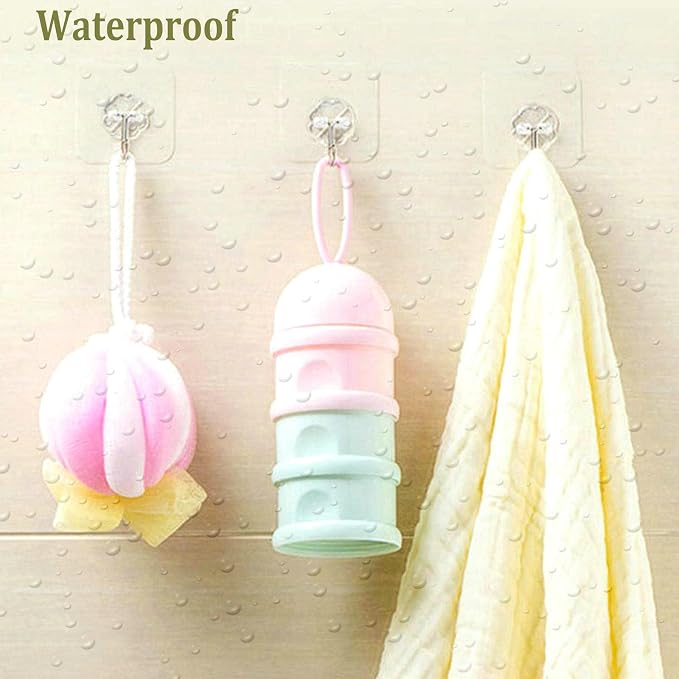 24 Pack Adhesive Wall Hooks 33LB Heavy Duty No Drill Transparent Waterproof - Image 4