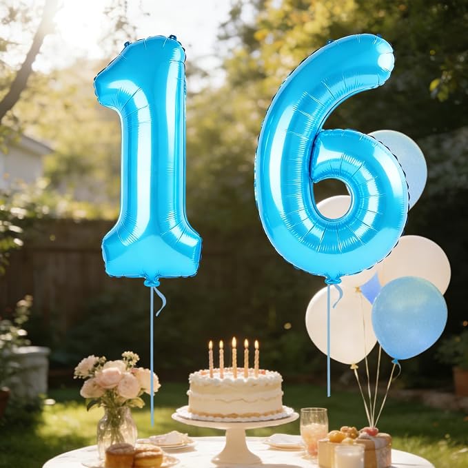 40 Inch Number 16 Balloons for 16th Birthday Party Decorations, 0-100 Jewelry - Image 3