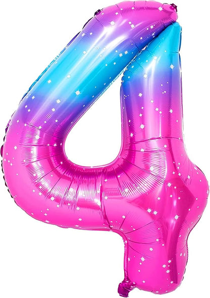 KatchOn Rainbow 4 Balloon Number 40 Inch | Pink Blue Number 4 Balloons - Image 2