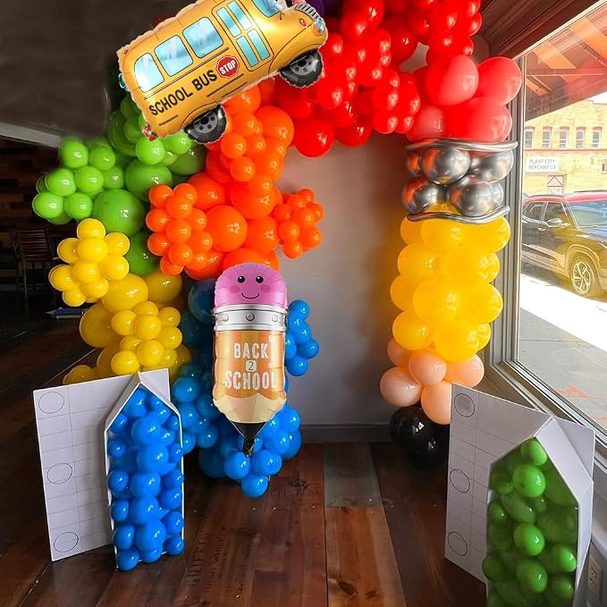 158pcs Back to School Balloon Garland Arch Kit, School Bus House Pencil Bag - Image 5