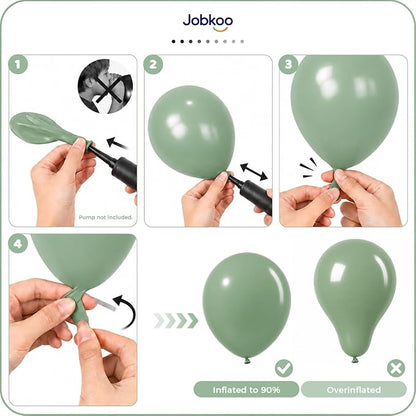 Jobkoo Sage Green Balloons 12 Inch, Eucalyptus Olive Vintage Green Balloon | - Image 5