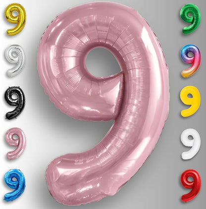 Pink Pearl Number Balloon 9 Mylar Foil Macaron Balloons 40 inch - Image 5