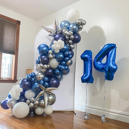 Blue White Silver Balloon Arch Kit - Image 4