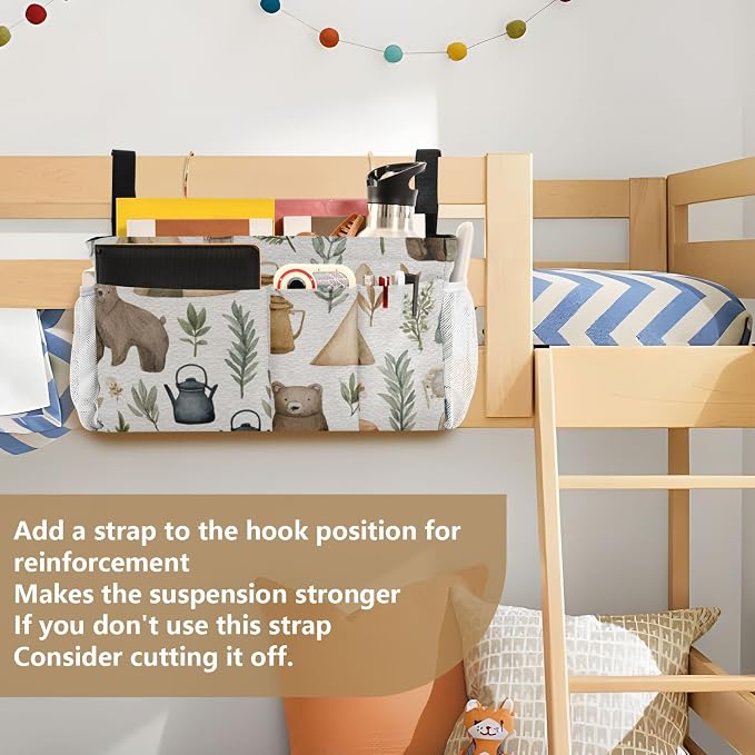 Bedside Caddy Metal Frame Hanging Organizer Bunk Bed Dorm Accessories Hook And - Image 6