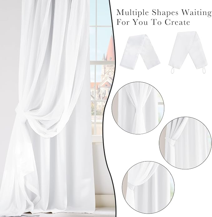 PONY DANCE White Curtains, 52 W by 84 L, Pure White, 2 Pieces | Double Layer - Image 7