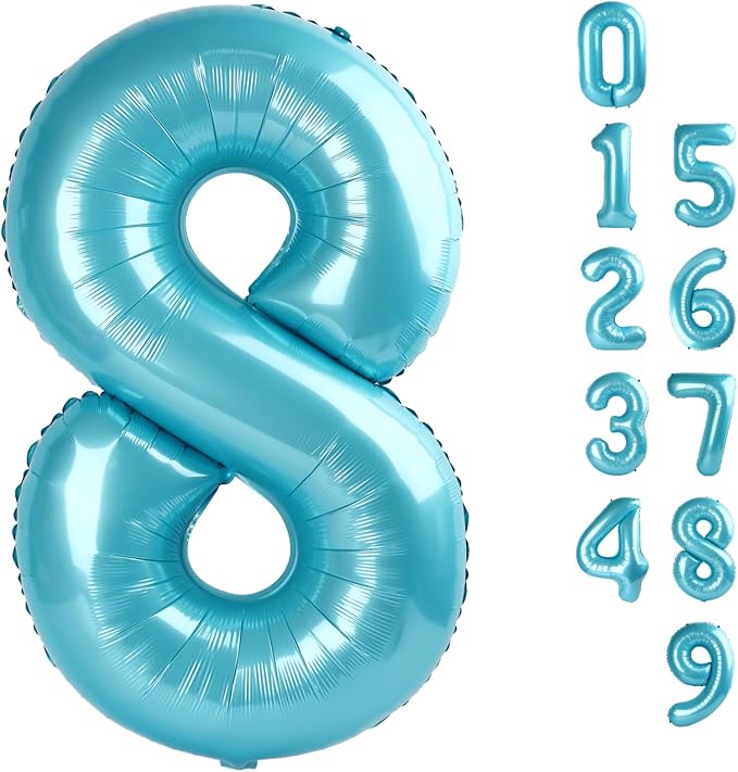 8 Balloon Number 40 Inch Pastel Blue Balloons by Mluchee