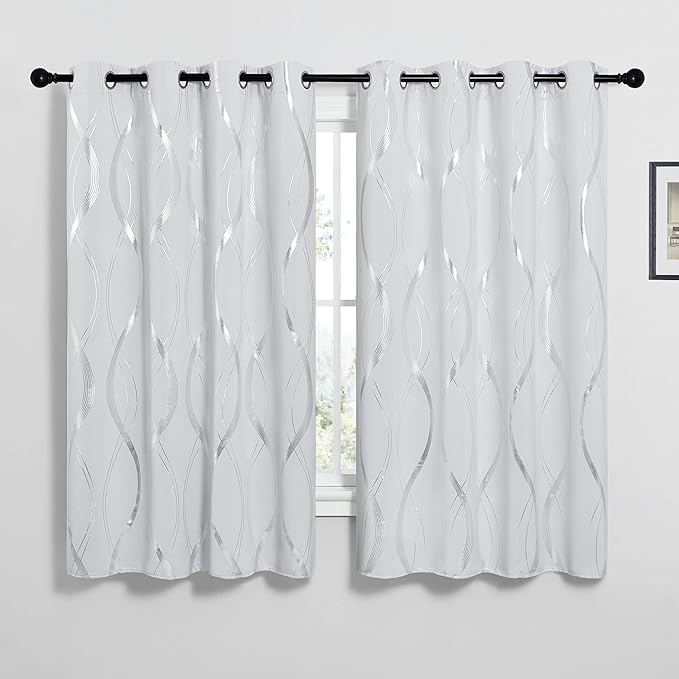 NICETOWN Greyish White Room Darkening Curtain Panels - Image 2