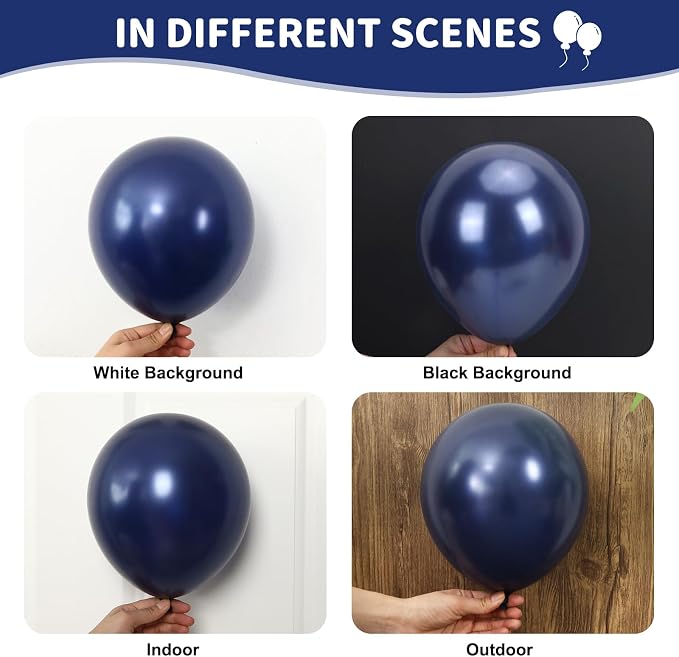 RUBFAC 135pcs Navy Blue Balloons Different Sizes 18 12 10 5 Inch - Image 4