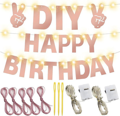 167Pcs DIY Glitter Customizable Banner Kit Happy Birthday Custom Letters Banner - Image 2