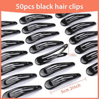 Teenitor 50Pcs Black Hair Barrettes For Women, 2 Inch Hair Barrettes Snap Hair Clips, Hair Clips For Women, Hair Accessories Black
