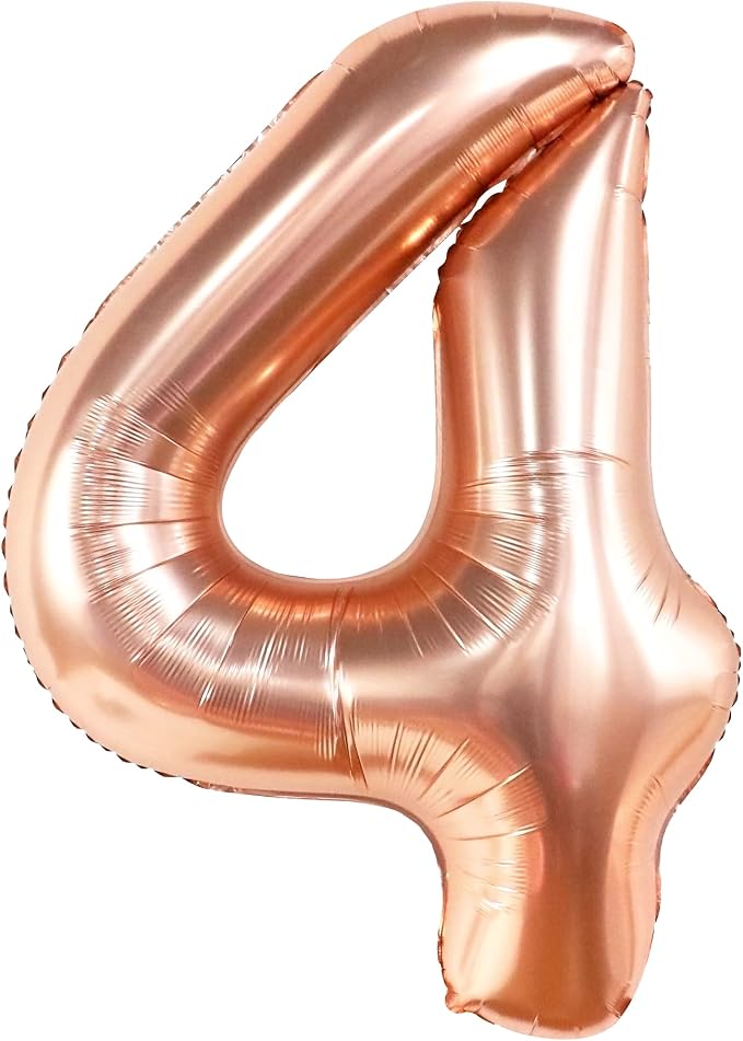 KatchOn Rose Gold Number 4 Balloons 40 Inch, 4 Birthday Decorations | Foil - Image 9