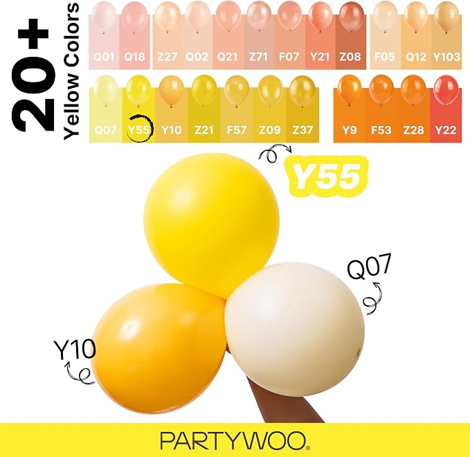 PartyWoo Yellow Balloons 152pcs Matte Yellow Color 18 12 10 5 Inch | 18 12 10 5 - Image 4
